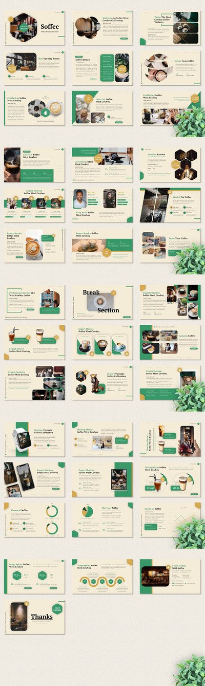 咖啡店品牌Powerpoint模板[PPTX]