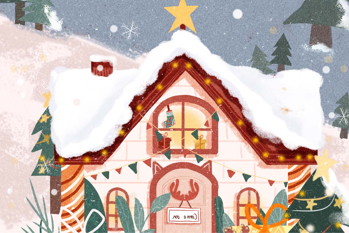 原创圣诞节手绘插画素材