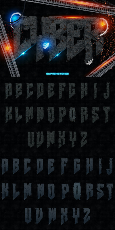 时尚高端震撼的变形金刚质感的3D立体字体