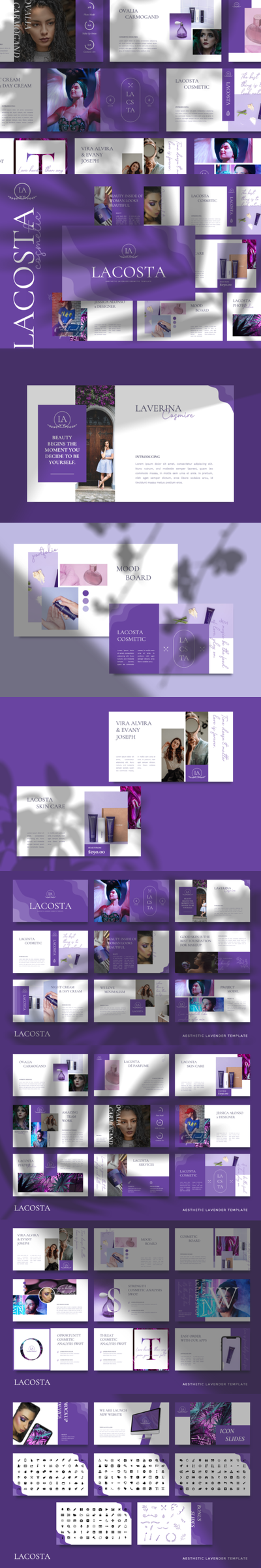 薰衣草配色化妆品主题keynote幻灯片模板