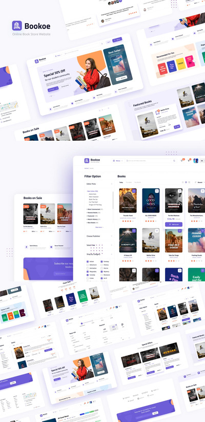 书店网站UI设计模板[PSD,FIG]