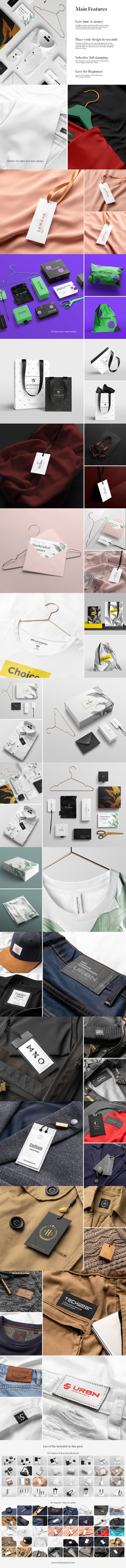 时尚服装标签配件样机素材包[6.04GB,PSD]