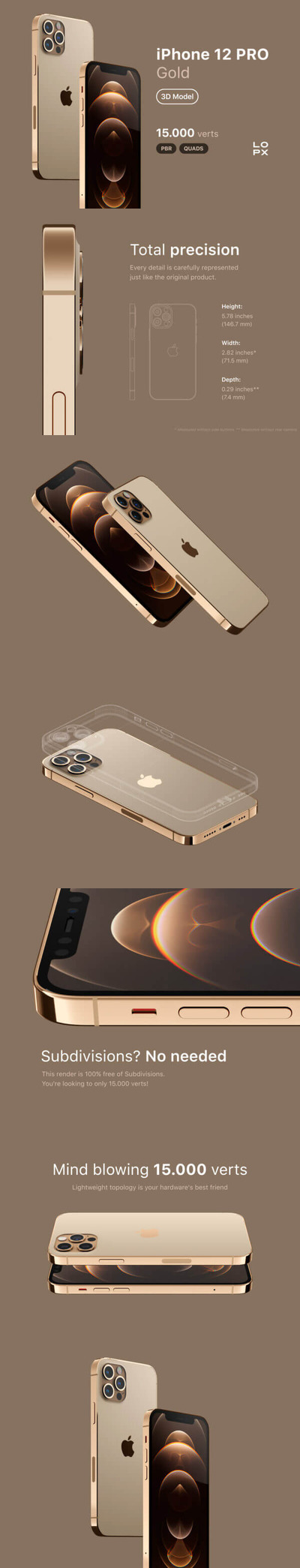 Blender打造的优质iPhone 12 PRO手机3D模型免费下载（blend,OBJ,FBX）