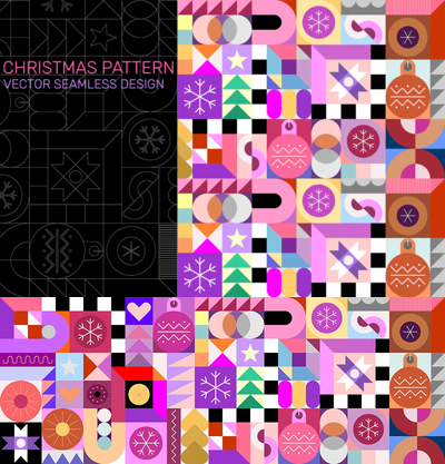 圣诞图案无缝设计背景[PSD]