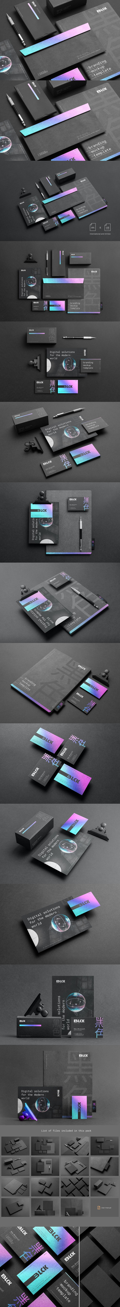 阴暗黑色氛围高端文具品牌样机套件[2.85GB,PSD]