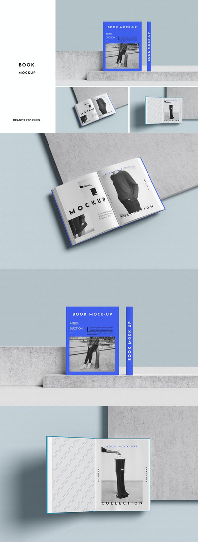 3个简约专业高品质书籍装帧VI设计样机展示模型mockups