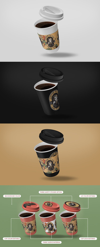 高端的极简咖啡杯样机[PSD]