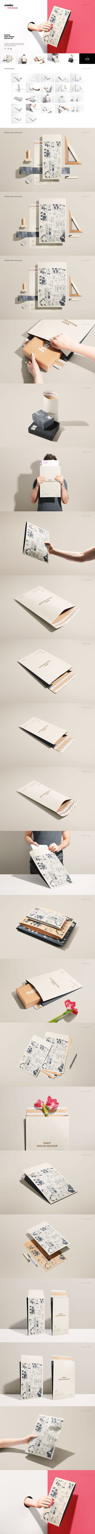 卡夫邮递(快递)员常用包装&信封品牌设计样机套装[PSD,3.72GB]