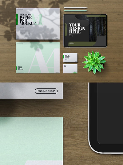 信纸A4横向平板电脑专业版样机（PSD）