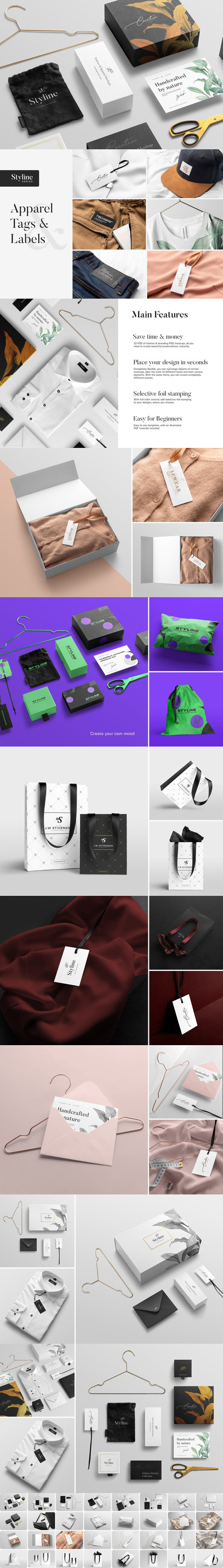 逼真的时尚服装配件样机套件[2.47GB,PSD]