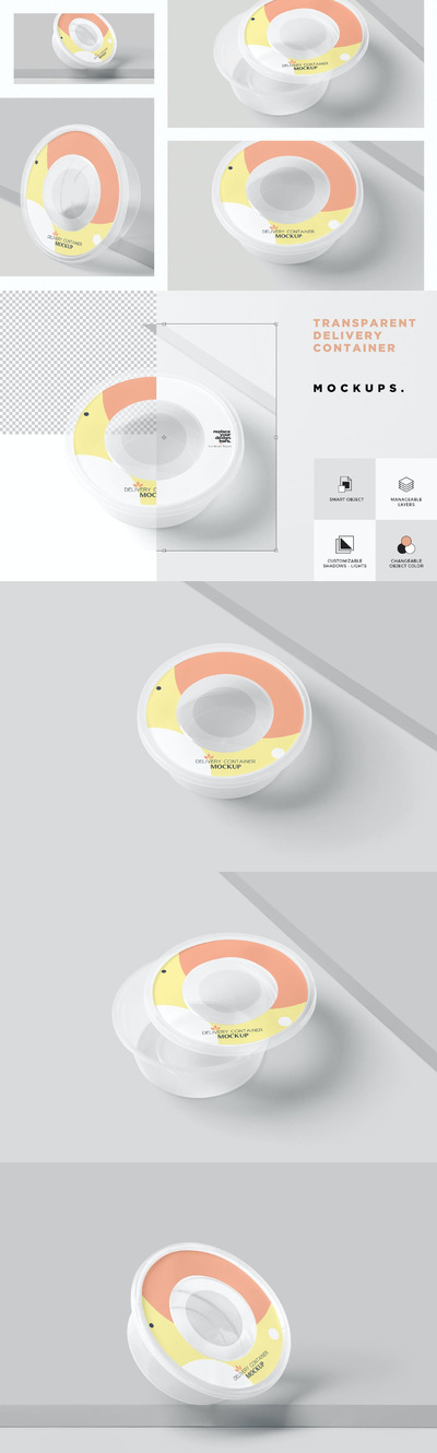 圆形塑料容器标签模型样机（PSD）