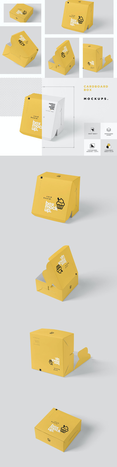 方形食品盒模型样机（PSD）