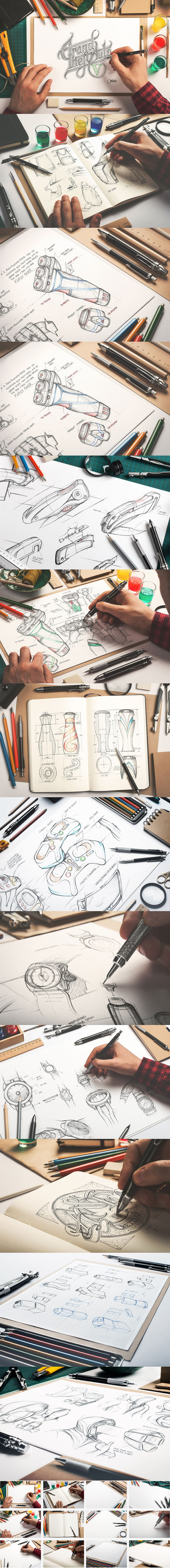 素描本/速写本草图作品展示样机模板