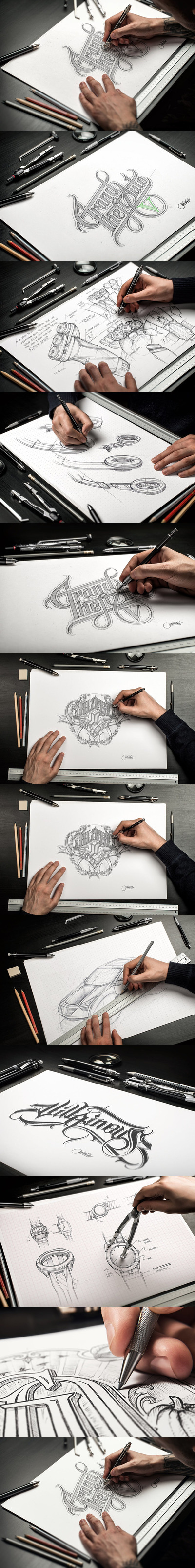 手绘草图作品展示样机集