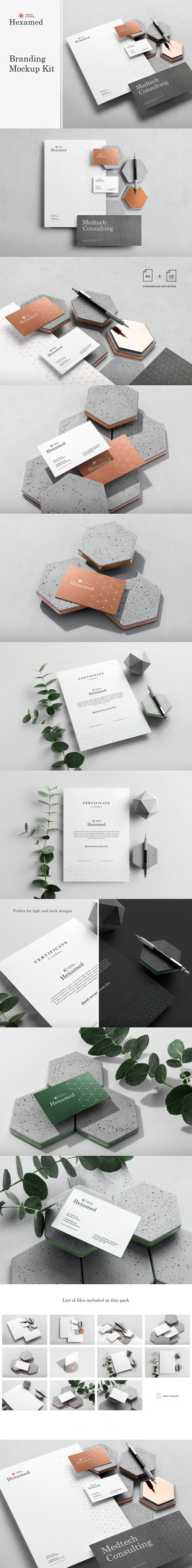 六方形元素企业文具品牌样机套件[1.86GB,PSD]