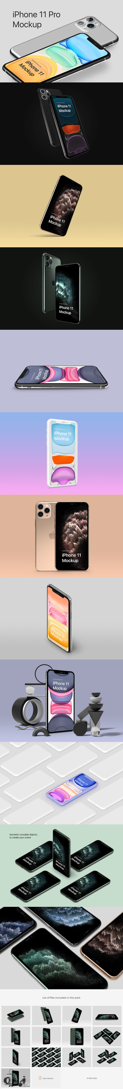 专业的3D iPhone 11 Pro Max样机套件