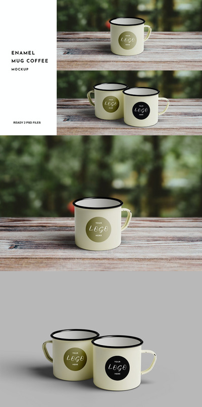 搪瓷杯咖啡VI设计样机展示模型mockups