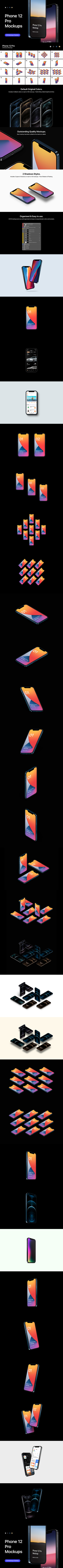 20种排列效果的 iPhone 12 Pro 手机样机场景大合集[PSD,3.1GB]
