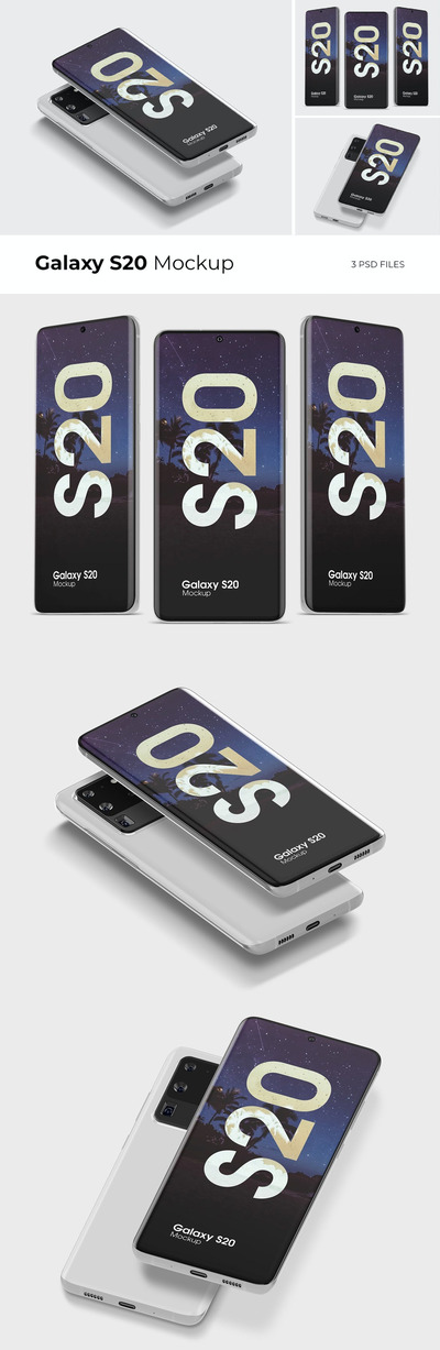 三星Galaxy S20 APP UI样机展示模型mockups Vol.3