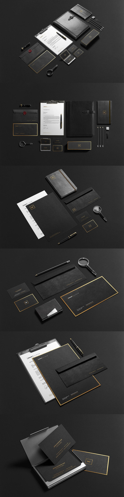 深色高端设计文具品牌样机套件