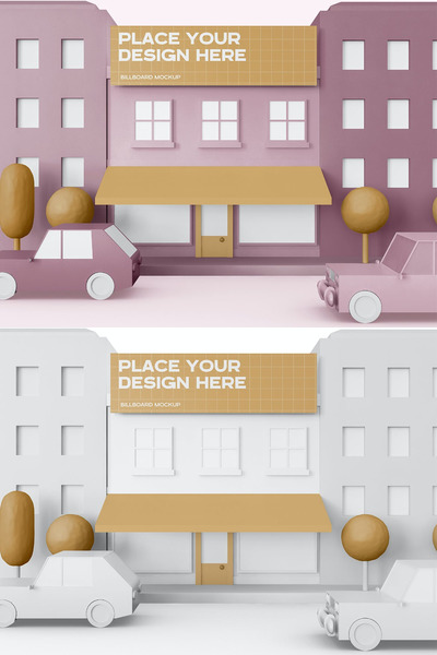 高端卡通城市广告模型[PSD]
