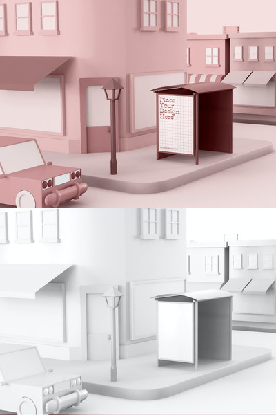 卡通城市设计广告模型[PSD]