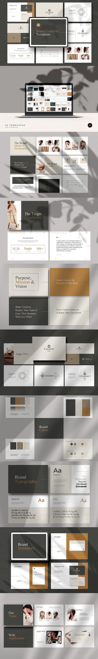 时尚高端优雅简约专业的品牌指南VI设计模板-AI，EPS