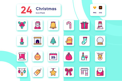 圣诞物品装饰图标集合[AI,PNG,SKETCH,SVG]