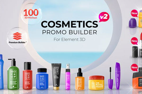 化妆品样机场景促销广告视频AE模板[2.23GB,PSD]