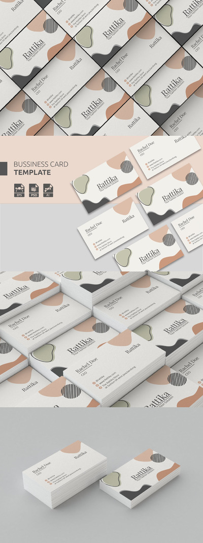 时尚高端优雅清新简约多用途名片设计模板-AI，EPS，PSD