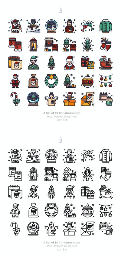 圣诞节设计元素图标集[AI,EPS,PNG,SVG]