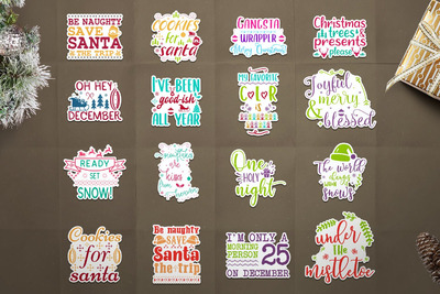 彩色可爱圣诞快乐贴纸艺术集Vol 2