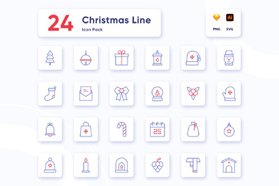 圣诞节线性矢量图标集[PNG,AI,SKETCH,SVG]
