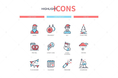 圣诞节线条设计图标集[EPS,JPG]