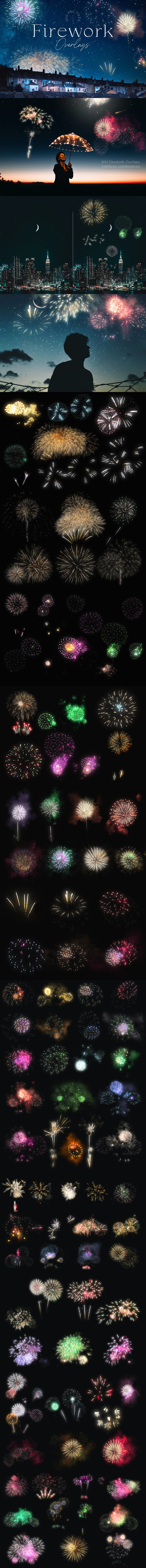 100个时尚高端绚丽的新年圣诞节烟花礼花叠加纹理背景底纹大集合