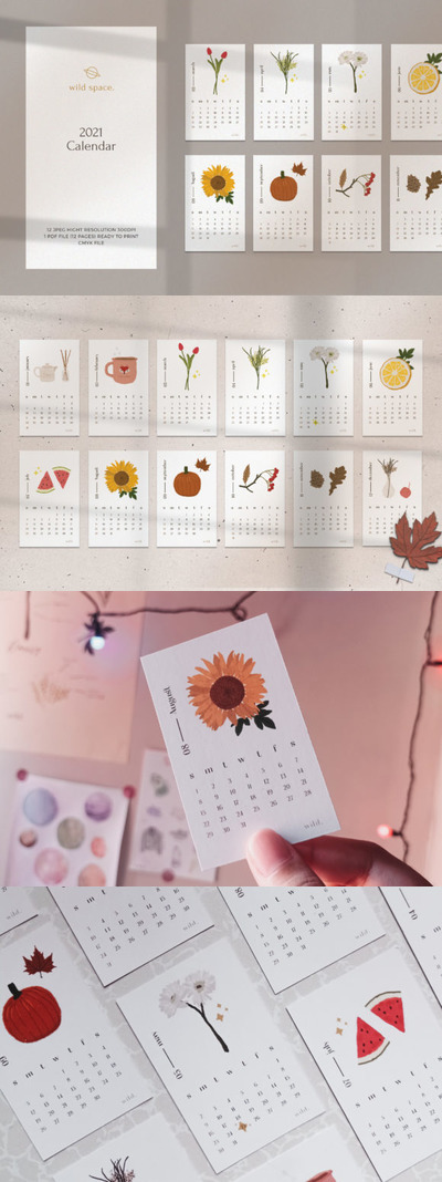 2021插图日历设计模板-可打印