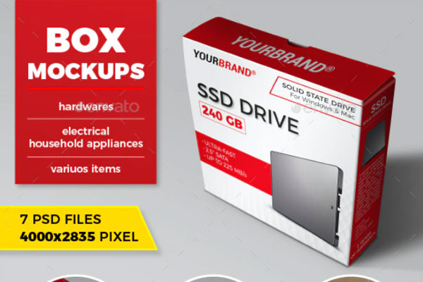 电脑硬盘包装盒子样机模板[1.98GB,PSD]