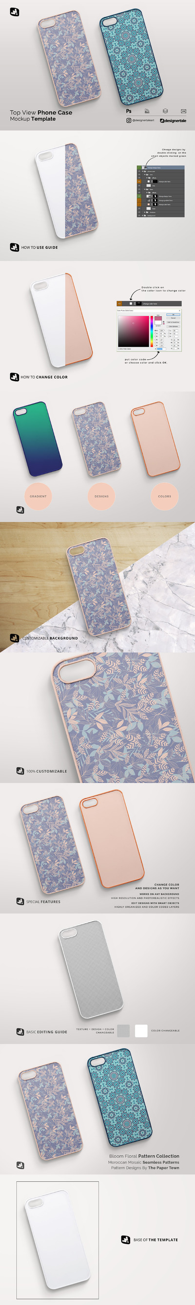 顶视图手机壳图案设计样机