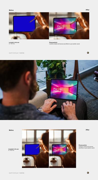 iPad 使用场景样机（PSD）