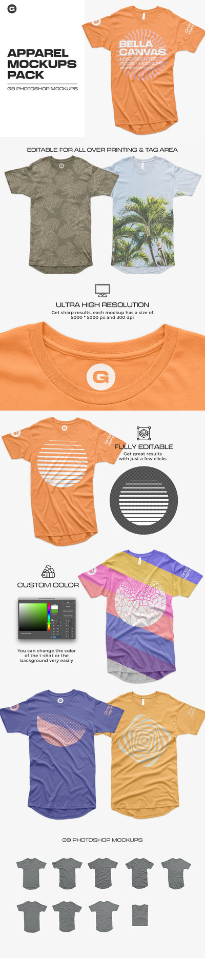 长款帆布T恤图案设计样机包