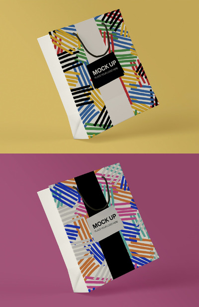 抽象艺术购物纸袋样机[PSD]
