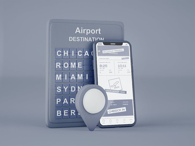 智能手机与机场板模型[PSD]