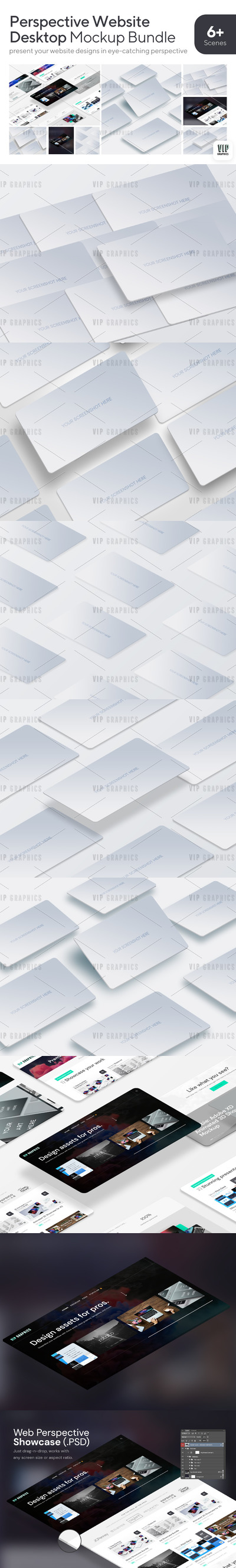 3D等距透视网站设计展示样机模板