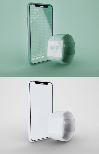 智能手表和手机模型样机（PSD）