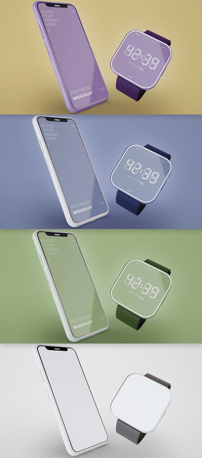 智能手表和手机模型样机（PSD）