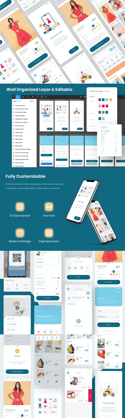 移动电商APP页面模板[XD,FIG]