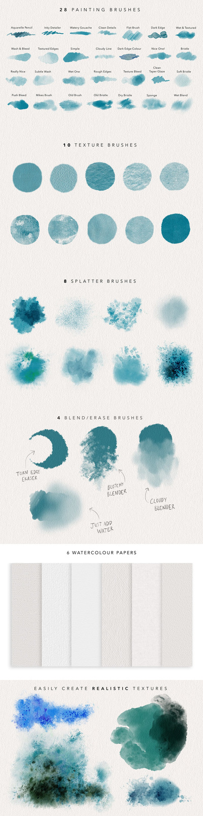 水彩笔刷纸纹理背景[brushset]