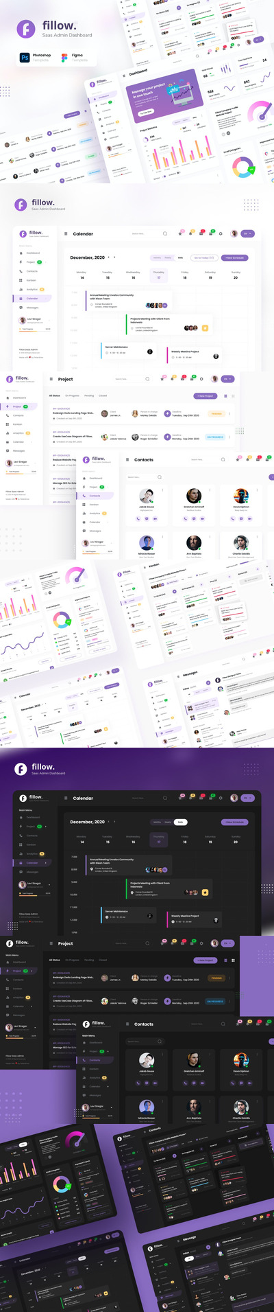 时尚高端简约专业的多用途dashboard后台仪表盘UI KITS-FIG&PSD