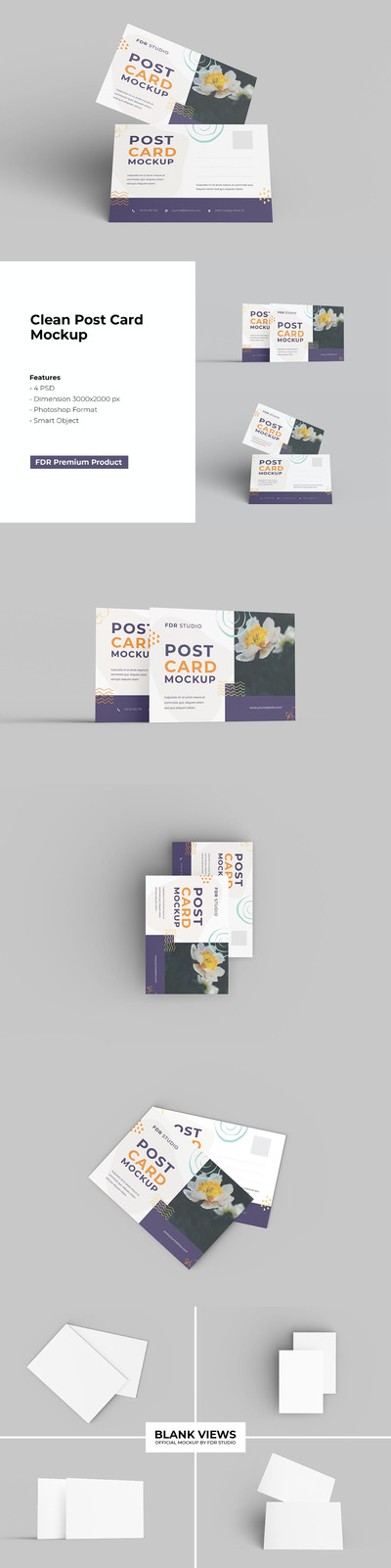 简约好用的明信片VI设计样机展示模型mockups