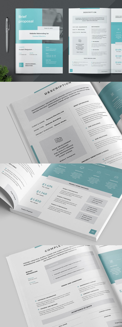 时尚高端简约多用途的清新提案品牌手册画册宣传册杂志房地产楼书设计模板